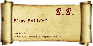 Blun Balló névjegykártya